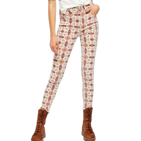 Free People We The Free Wild Child Printed Skinny Jeans Size 25 - Picture 1 of 13